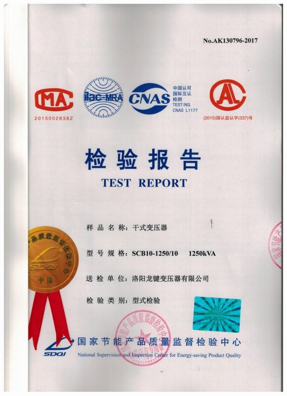 SCB10-1250 Dry type Transformer 10KV Inspection Report
