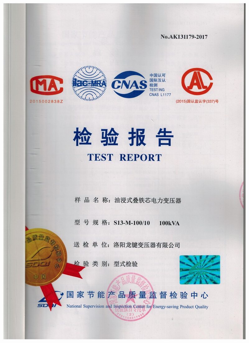 S13-100 Oil immersed Stacked Core Power Transformer 10KV Inspection Report