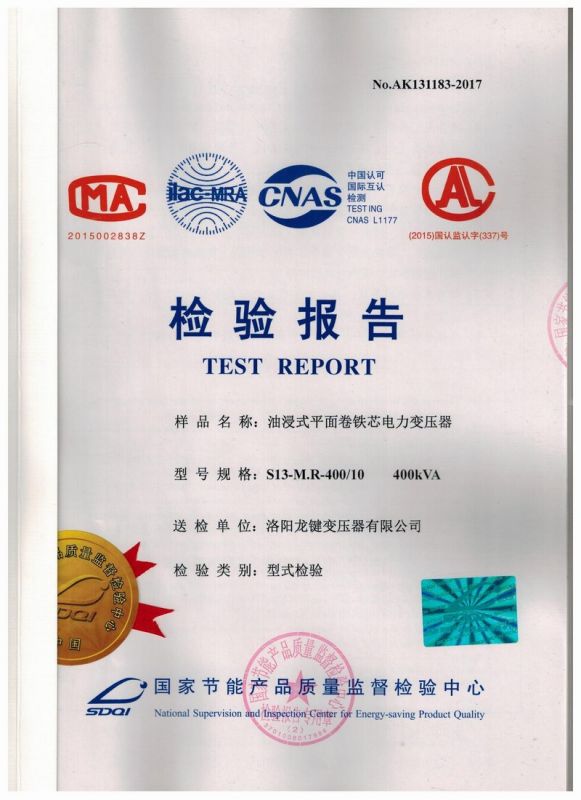 S13-400 Oil immersed Coil Core Power Transformer 10KV Inspection Report